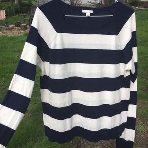 Gap white and navy striped sweater